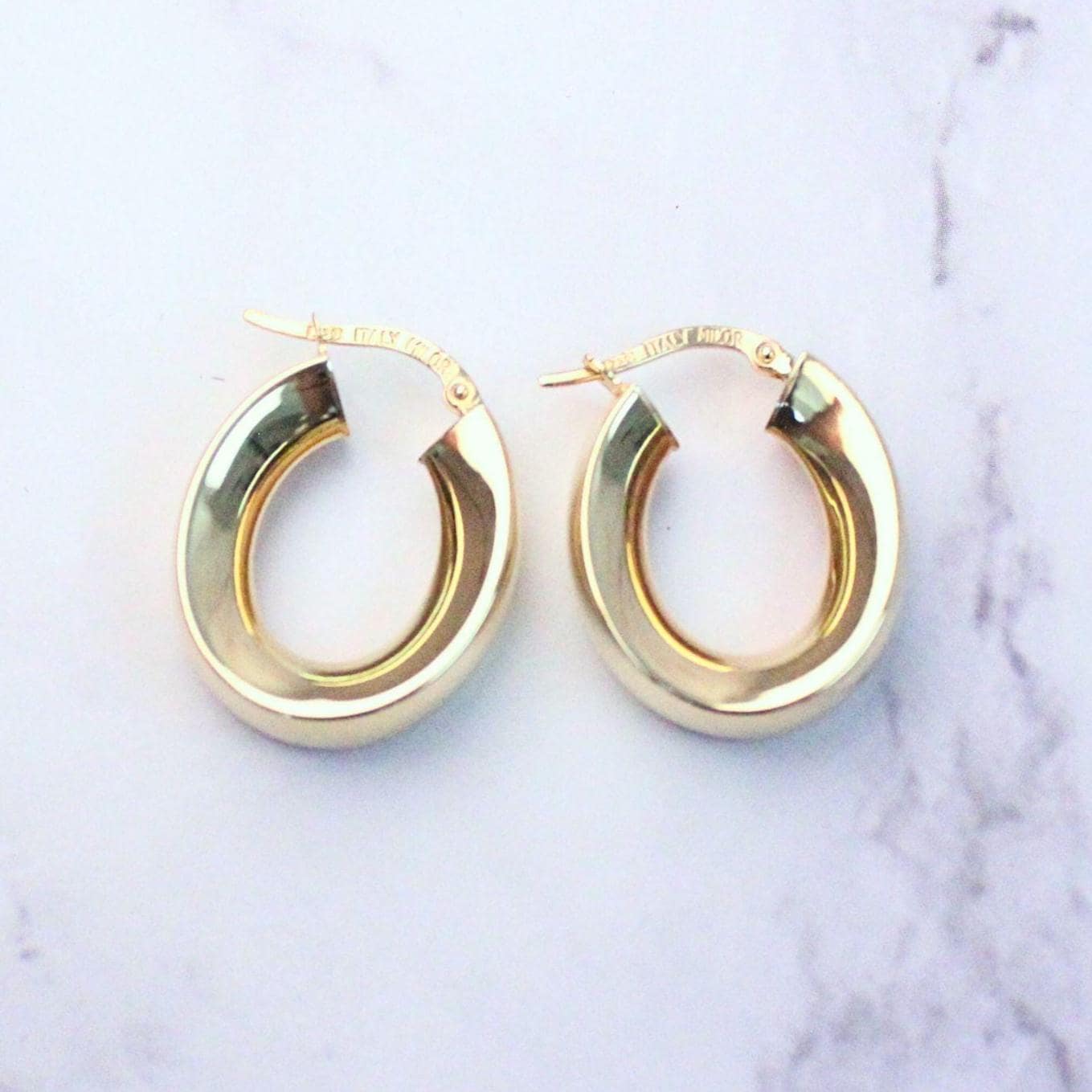 18K Solid Gold Chunky Hoop Earrings: Milor Italy, Bold Statement Jewelry
