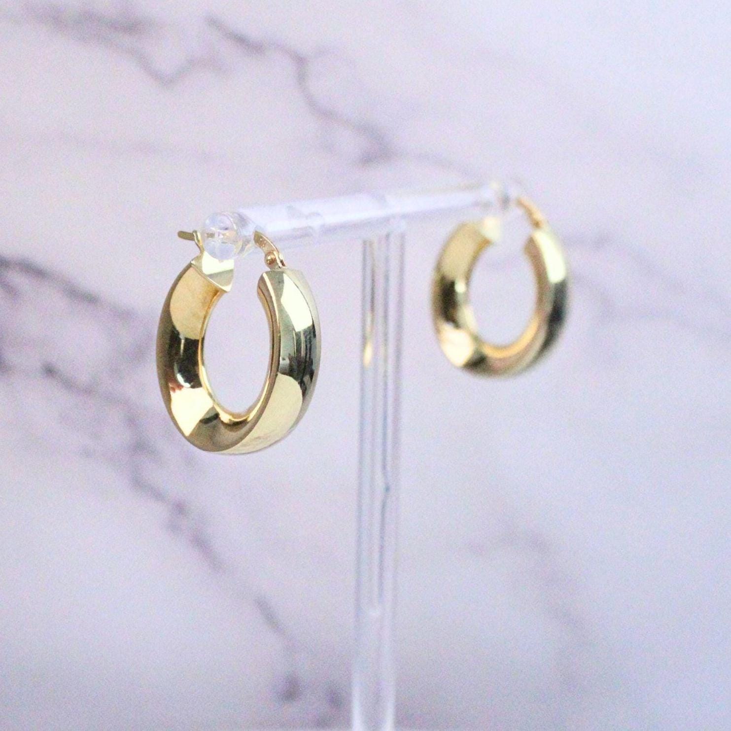 18K Solid Gold Chunky Hoop Earrings: Milor Italy, Bold Statement Jewelry