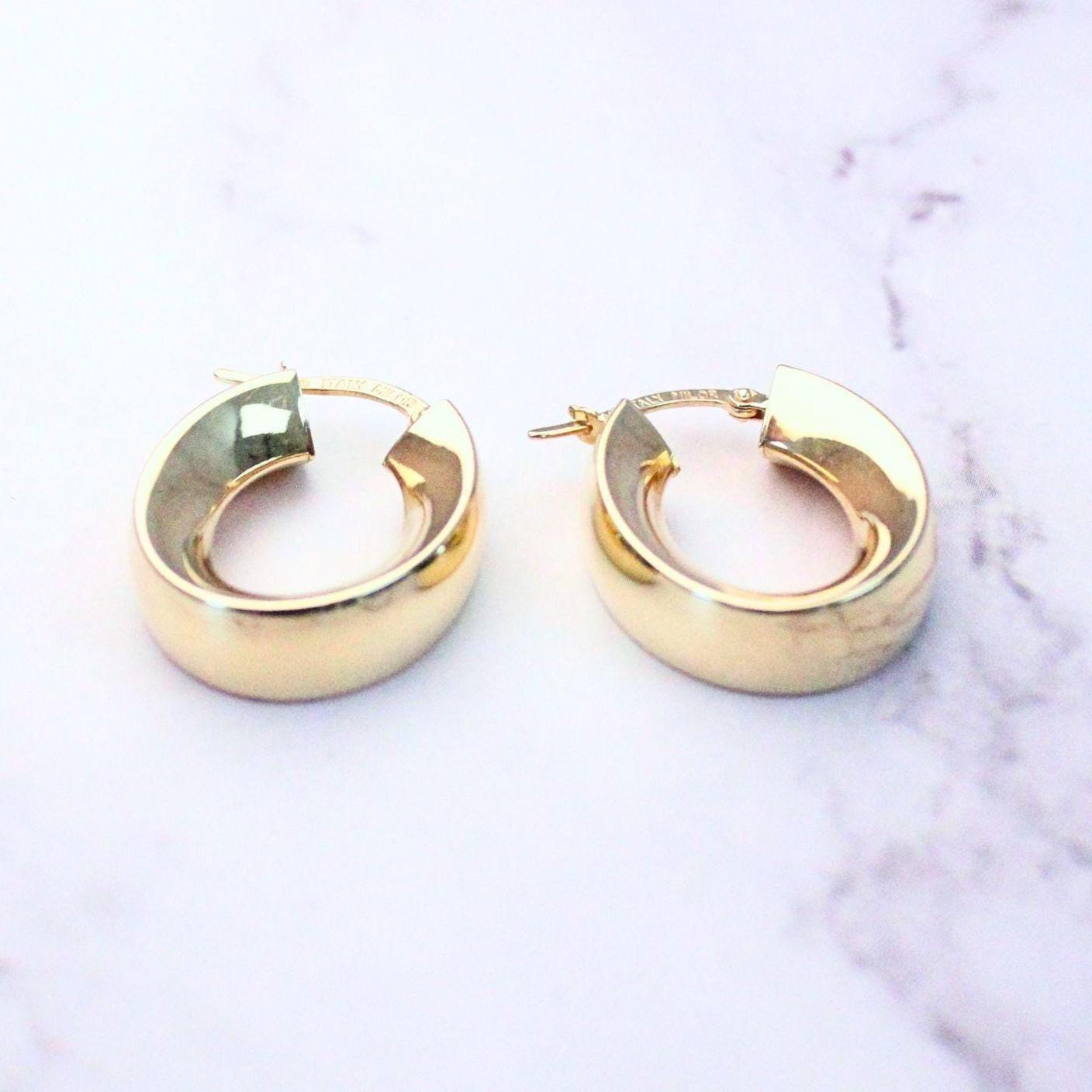 18K Solid Gold Chunky Hoop Earrings: Milor Italy, Bold Statement Jewelry