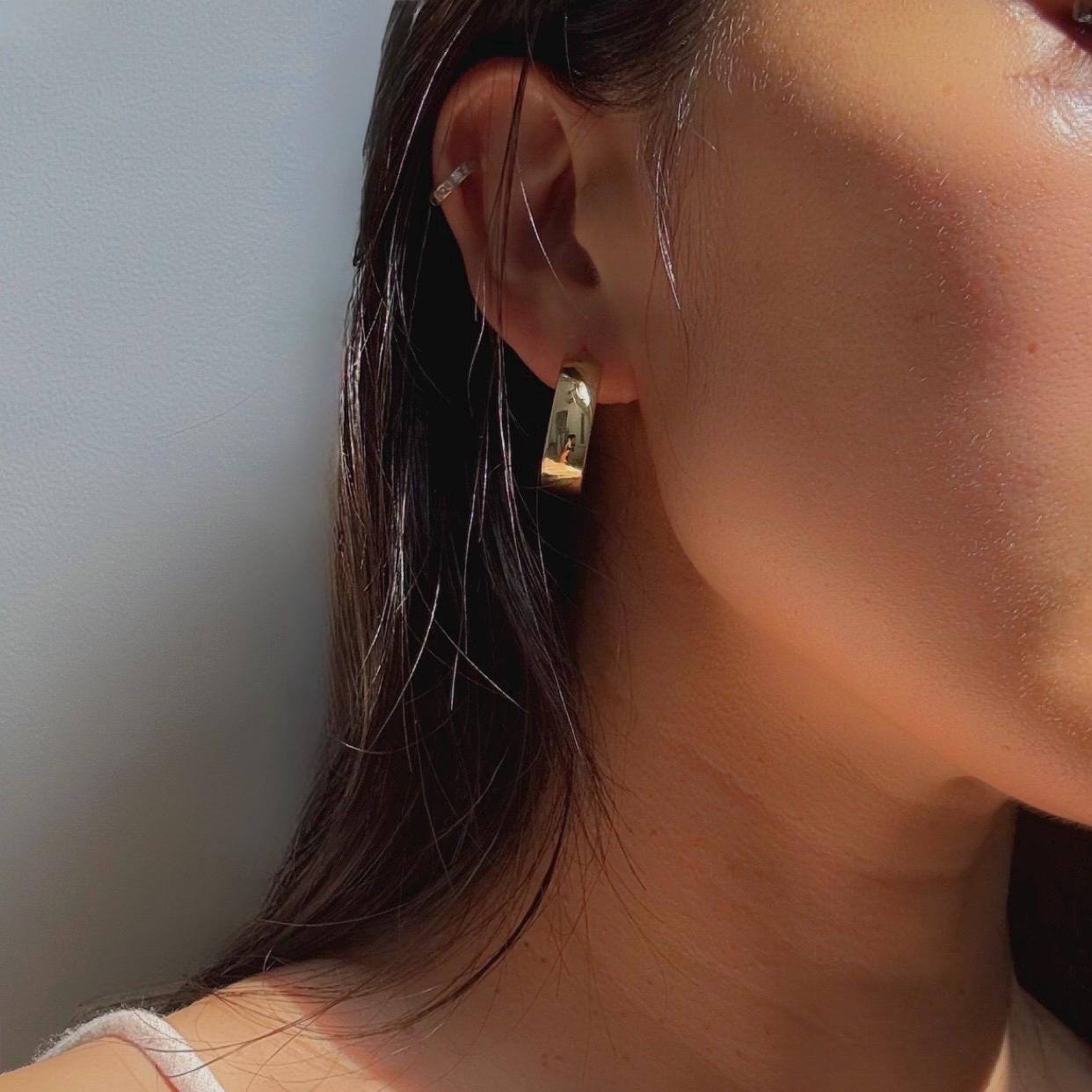 18K Solid Gold Chunky Hoop Earrings: Milor Italy, Bold Statement Jewelry