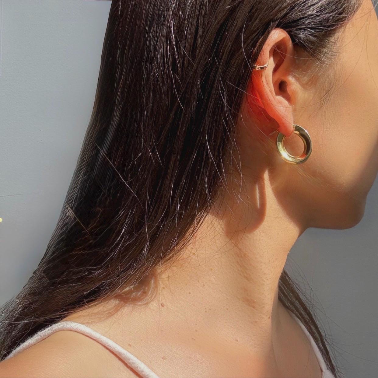 18K Solid Gold Chunky Hoop Earrings: Milor Italy, Bold Statement Jewelry