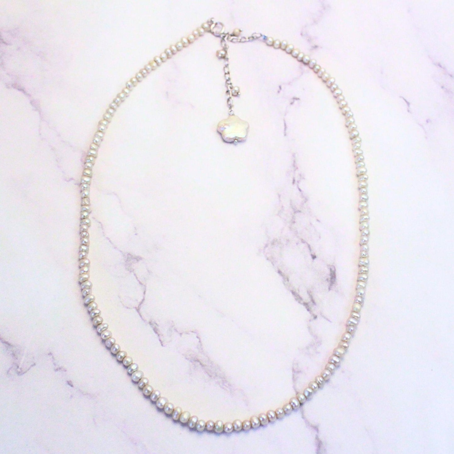 Dainty Baroque Pearl Necklace – Sterling Silver Clasp