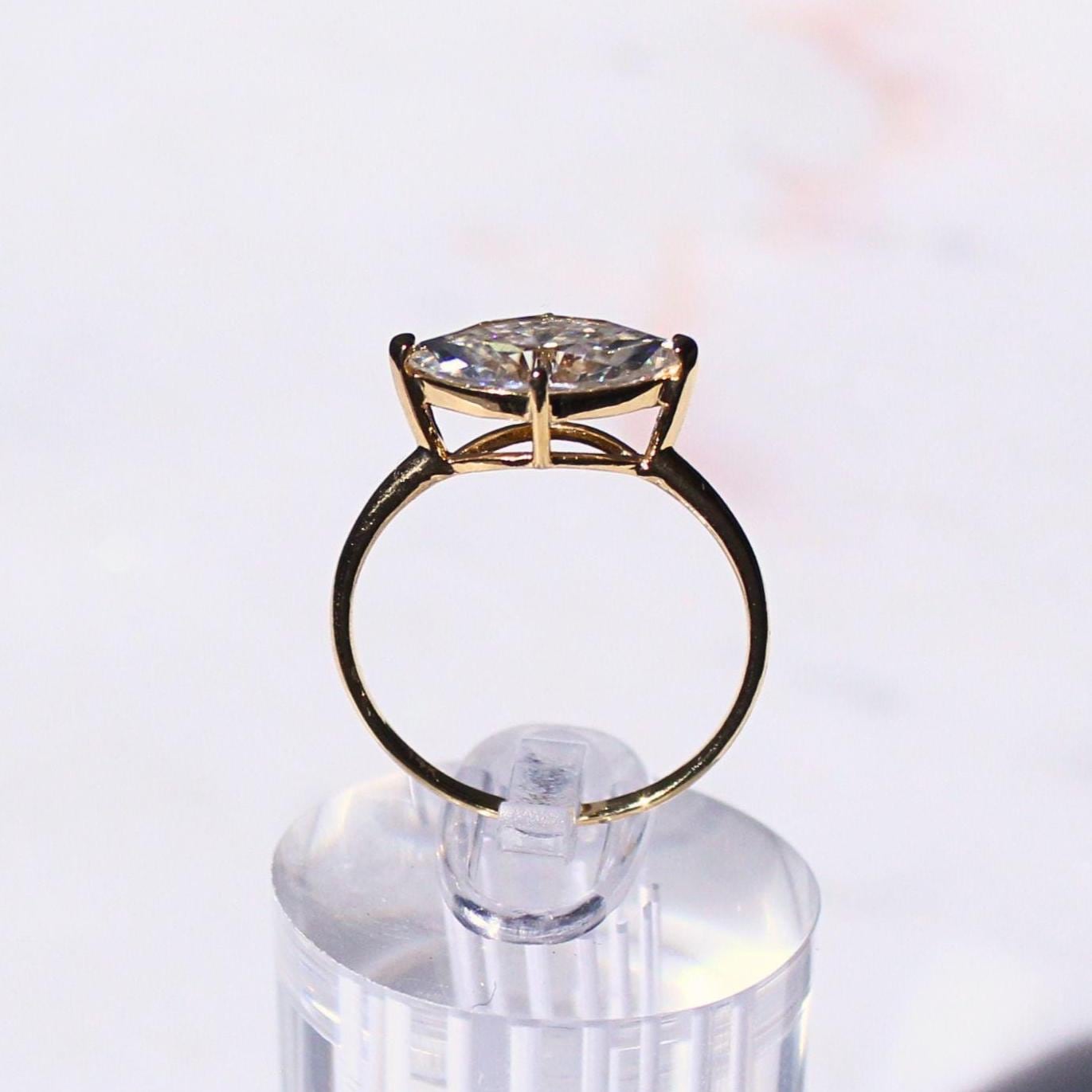 14k Solid Gold Freya Ring – 14k Hollow Band with 2ct Marquise Moissanite