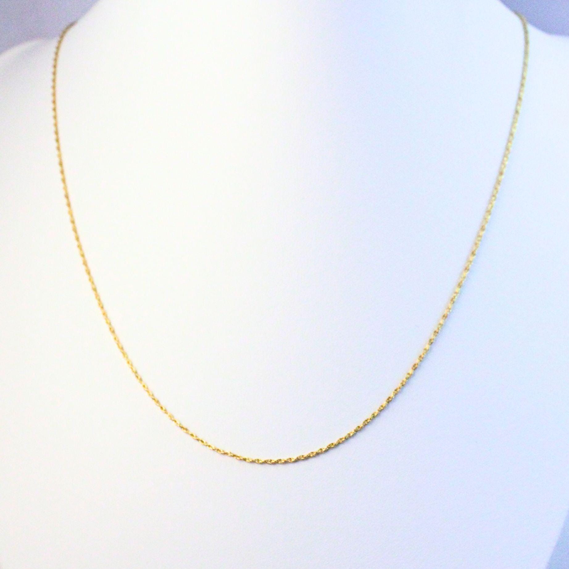 18K Solid Gold Rope Chain June Necklace: Dainty Minimalist Jewelry