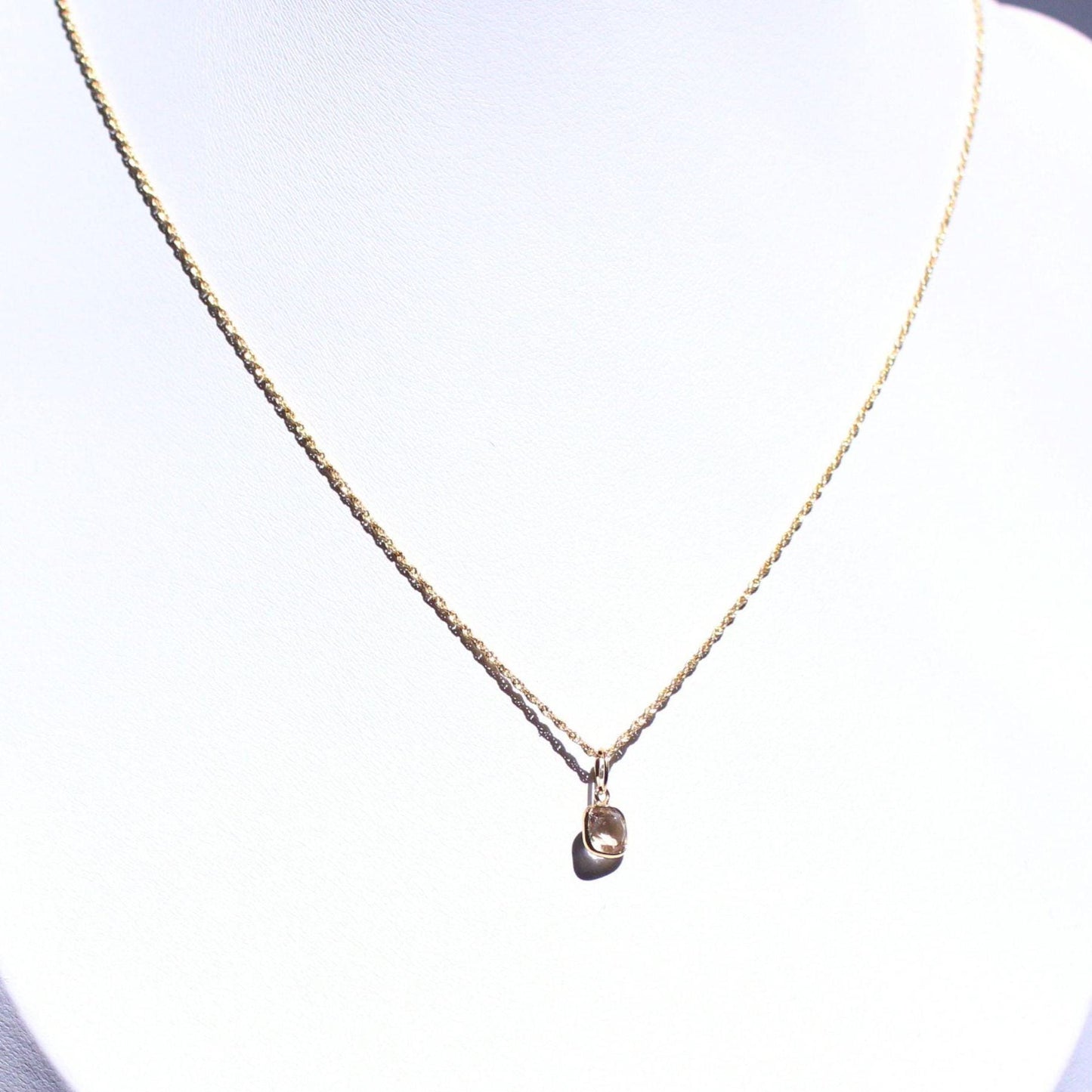 18K Solid Gold Lori Citrine Necklace: November Birthstone Pendant