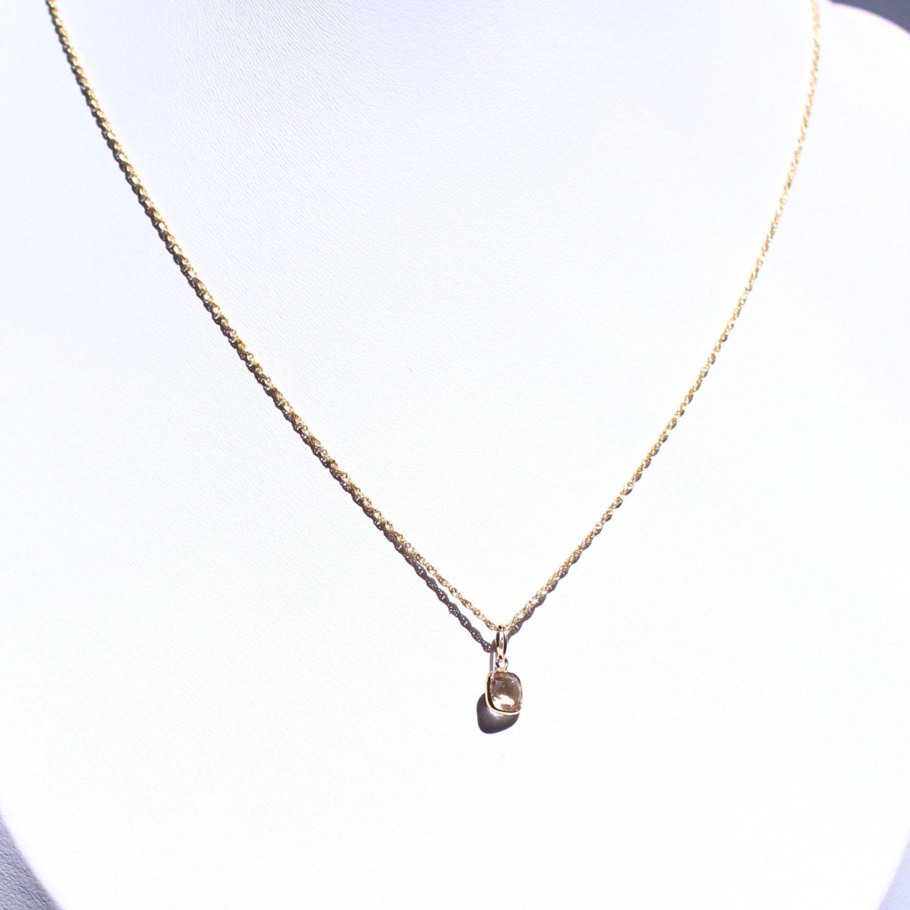 18K Solid Gold Lori Citrine Necklace: November Birthstone Pendant