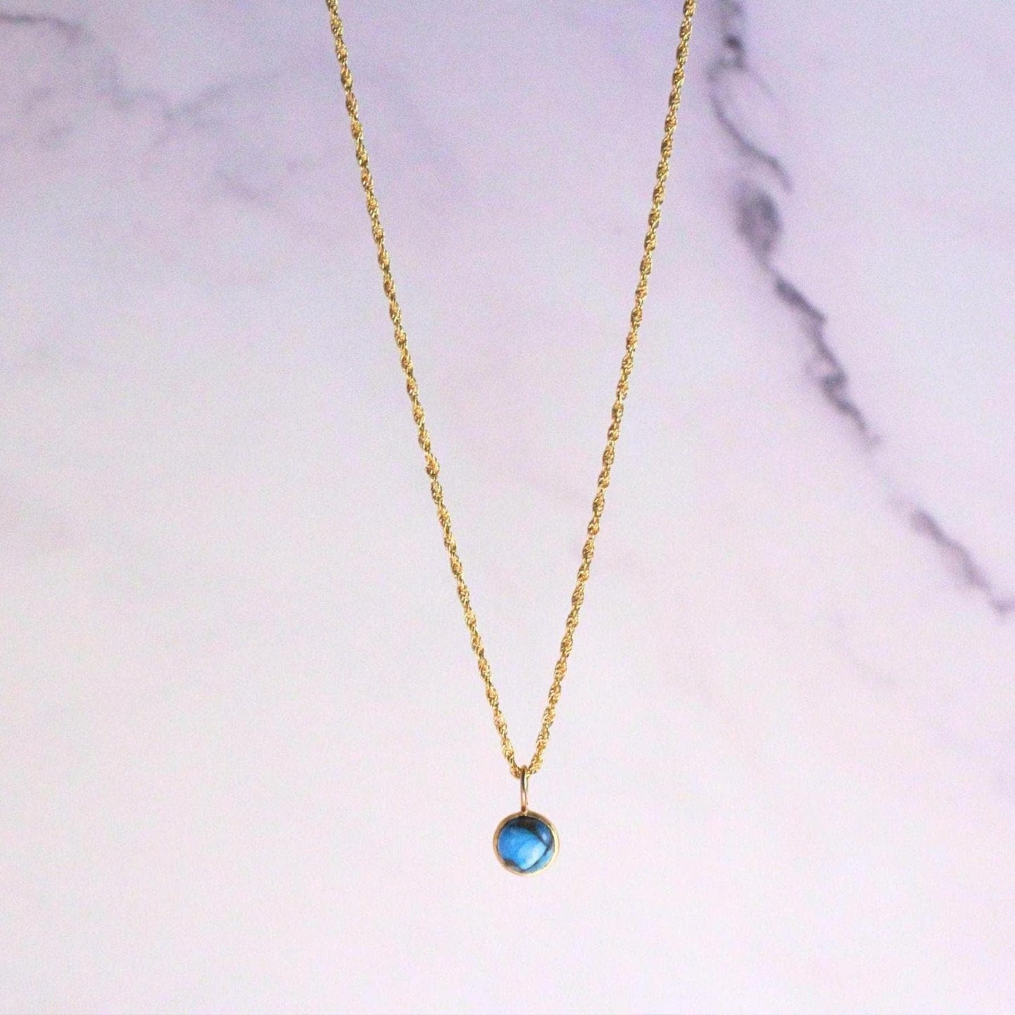 18K Solid Gold Copper Turquoise Lori Necklace: Dainty December Birthstone