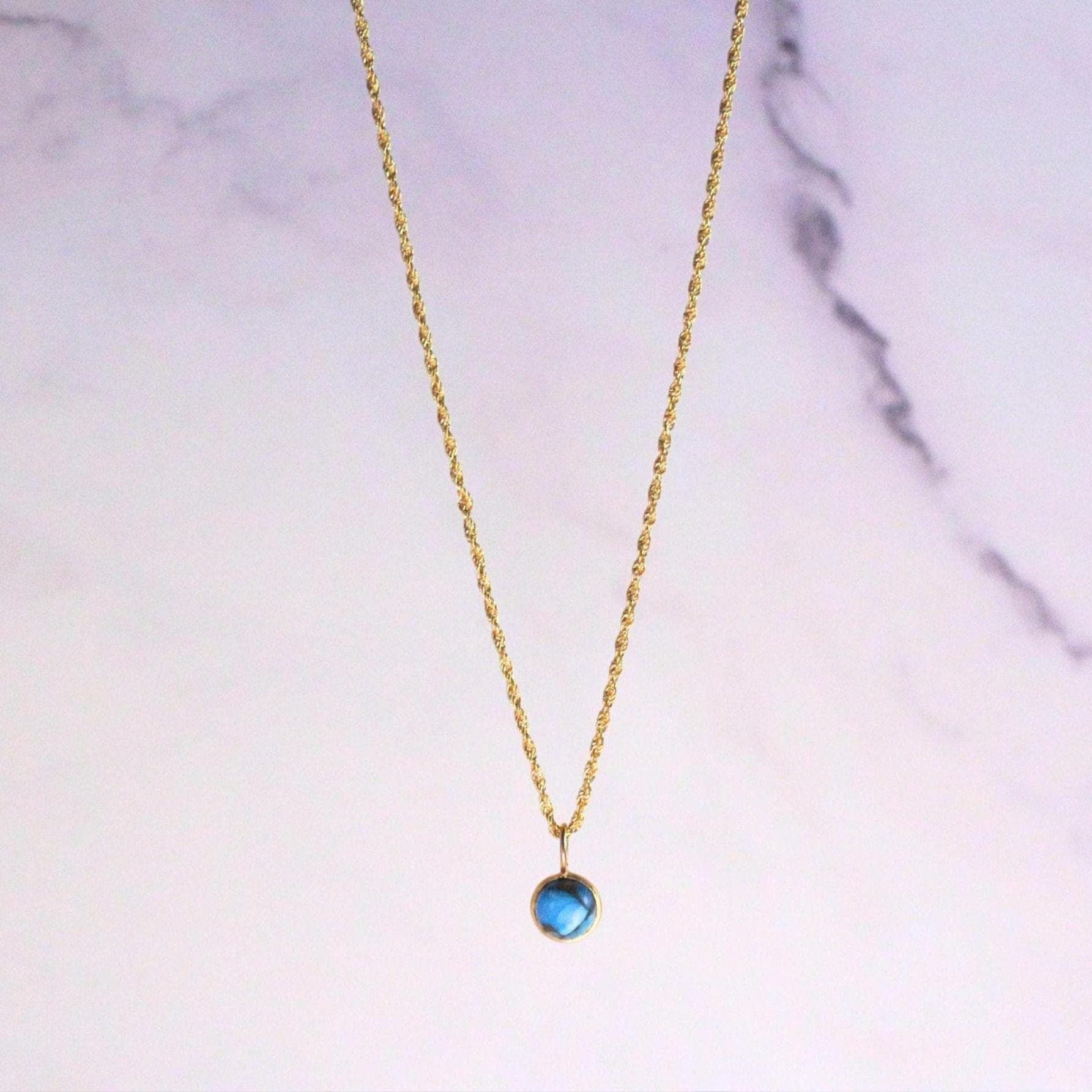 18K Solid Gold Copper Turquoise Lori Necklace: Dainty December Birthstone