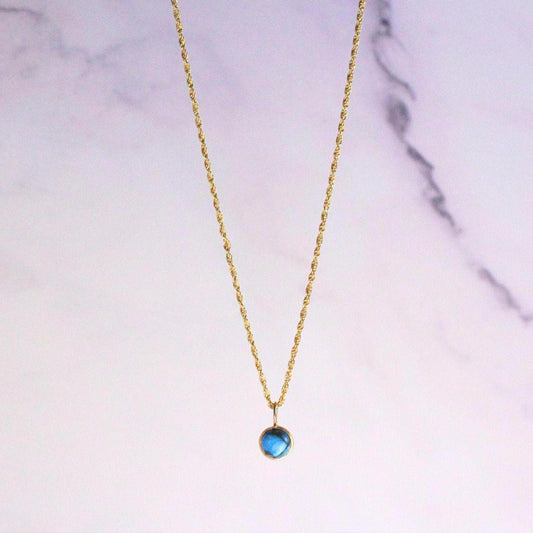 18K Solid Gold Copper Turquoise Lori Necklace: Dainty December Birthstone