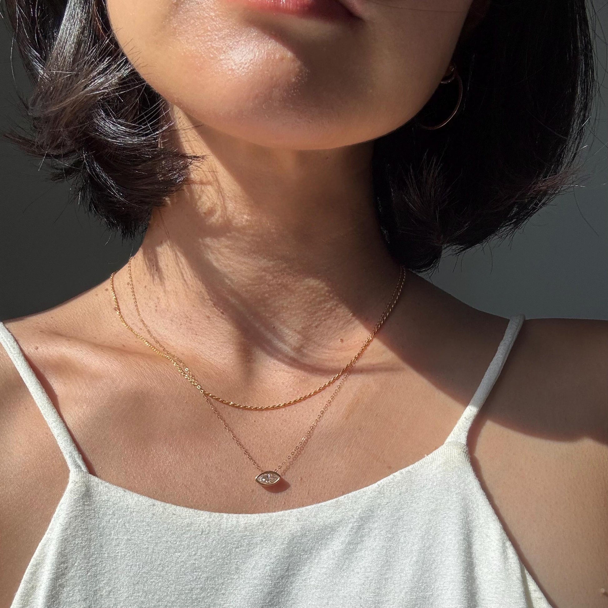 18K Solid Gold Rope Chain June Necklace: Dainty Minimalist Jewelry