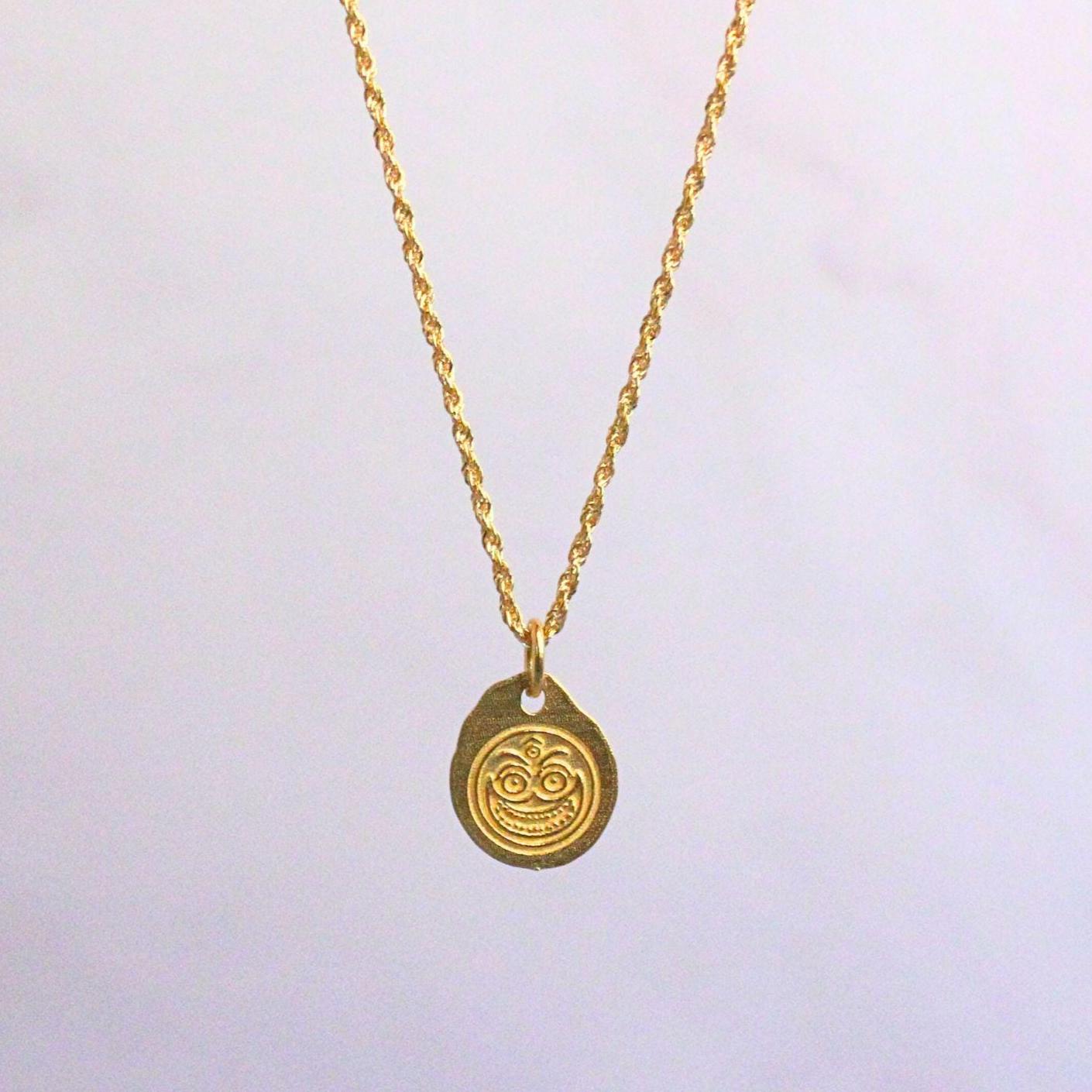 18K Solid Gold Aztec Sun God Dios Necklace