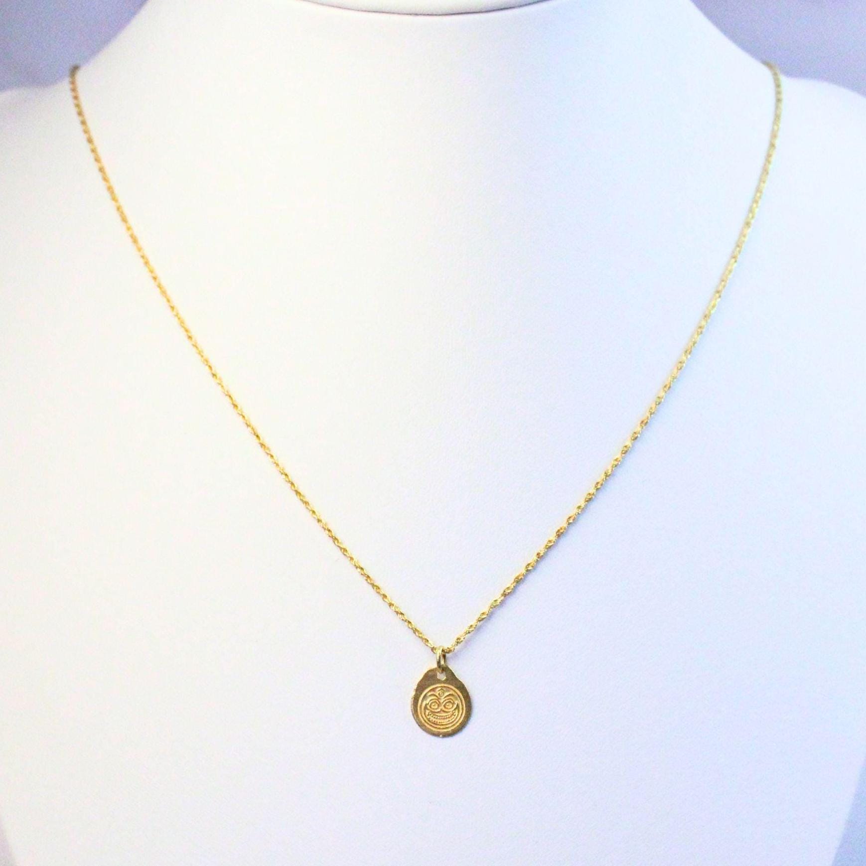 18K Solid Gold Aztec Sun God Dios Necklace