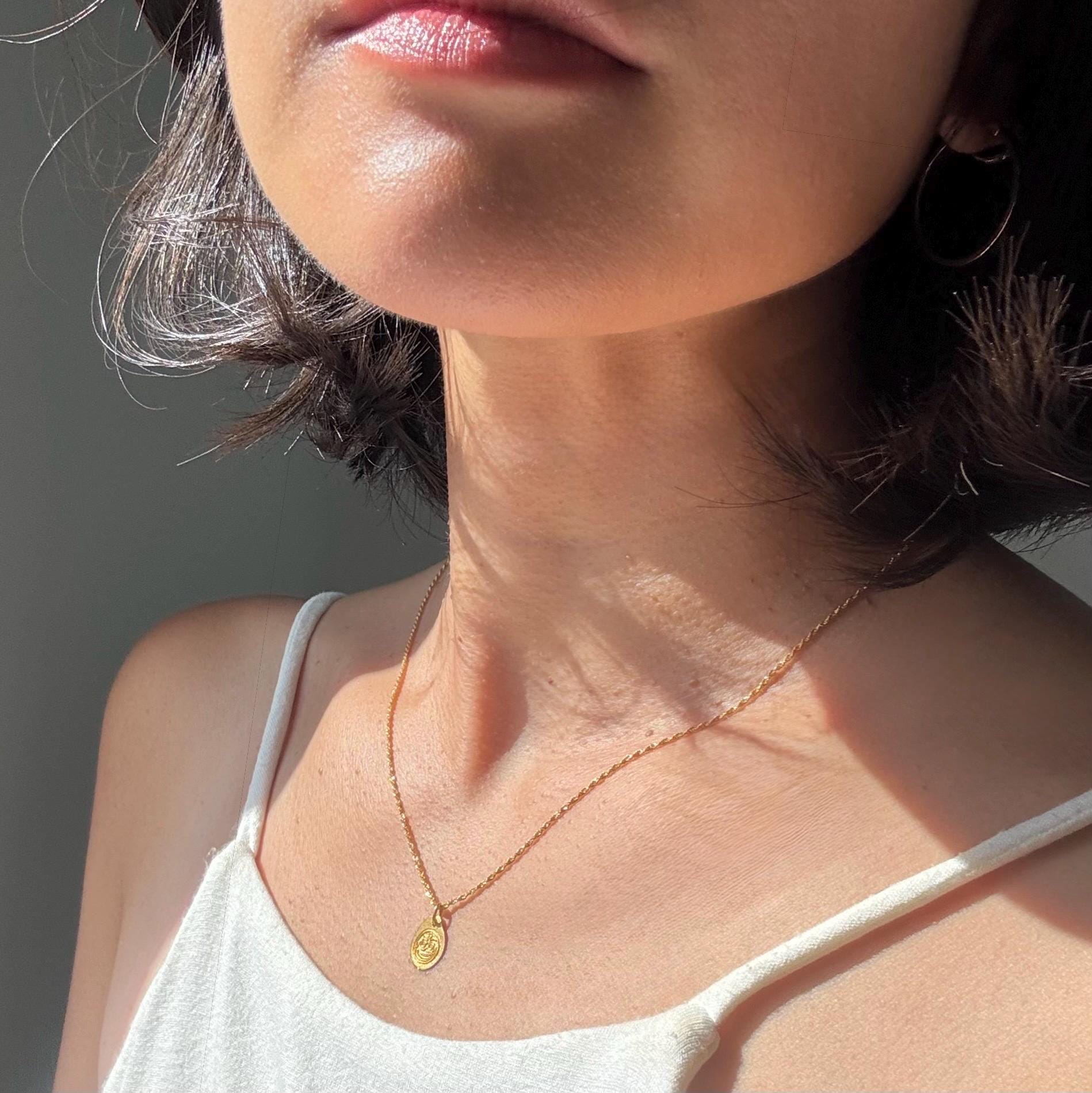 18K Solid Gold Aztec Sun God Dios Necklace