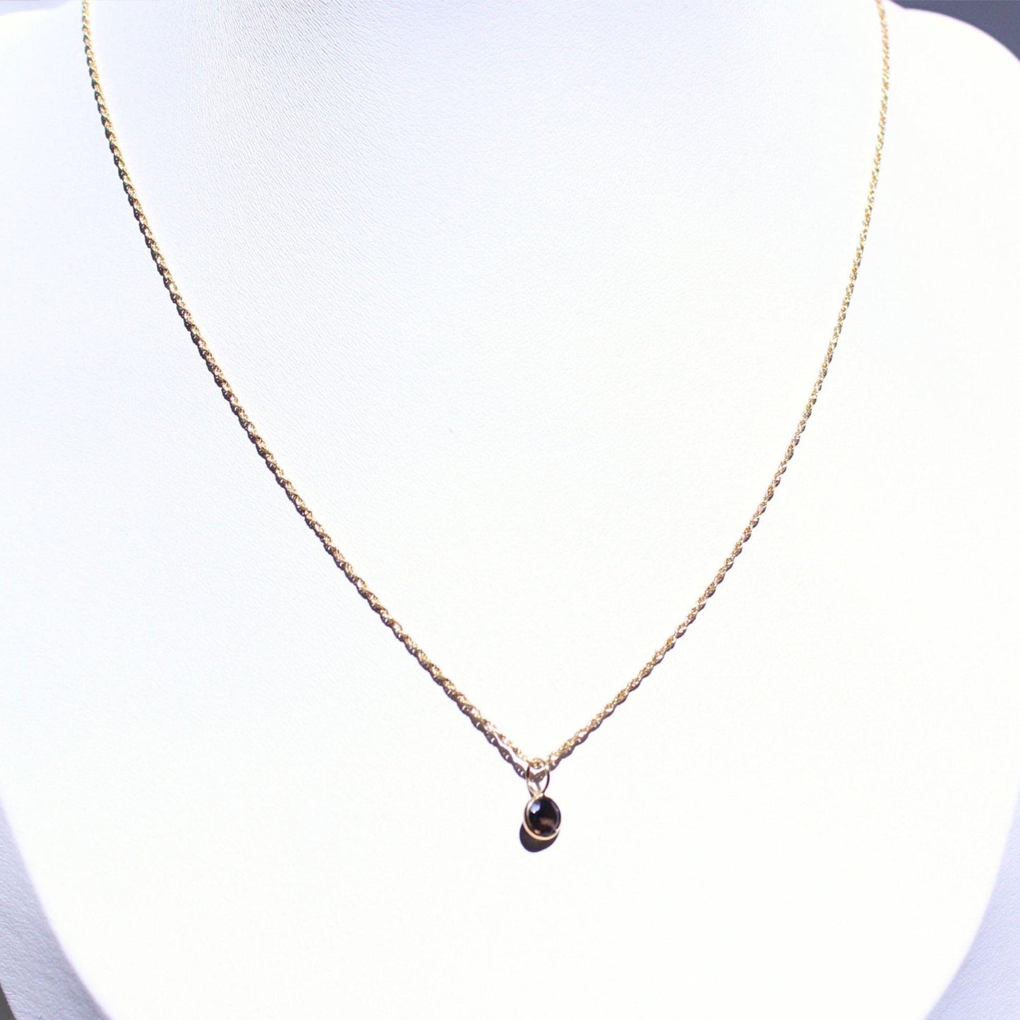18K Solid Gold Lori Smoky Quartz Necklace: Minimalist Gemstone Pendant