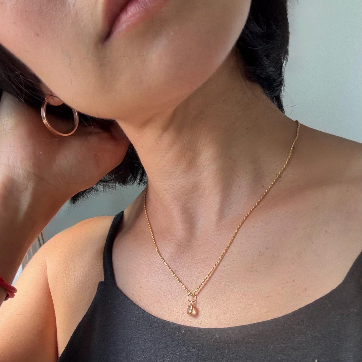 18K Solid Gold Lori Citrine Necklace: November Birthstone Pendant