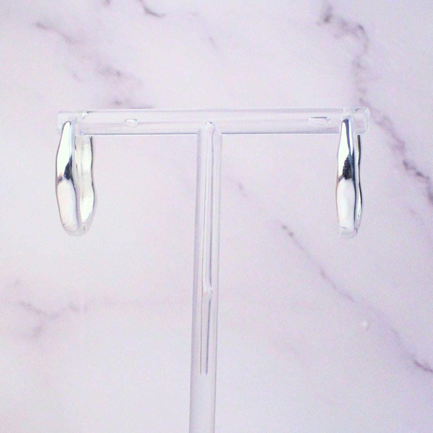 Sterling Silver Organic Hoop Emma Earrings | Modern Sculptural Huggies