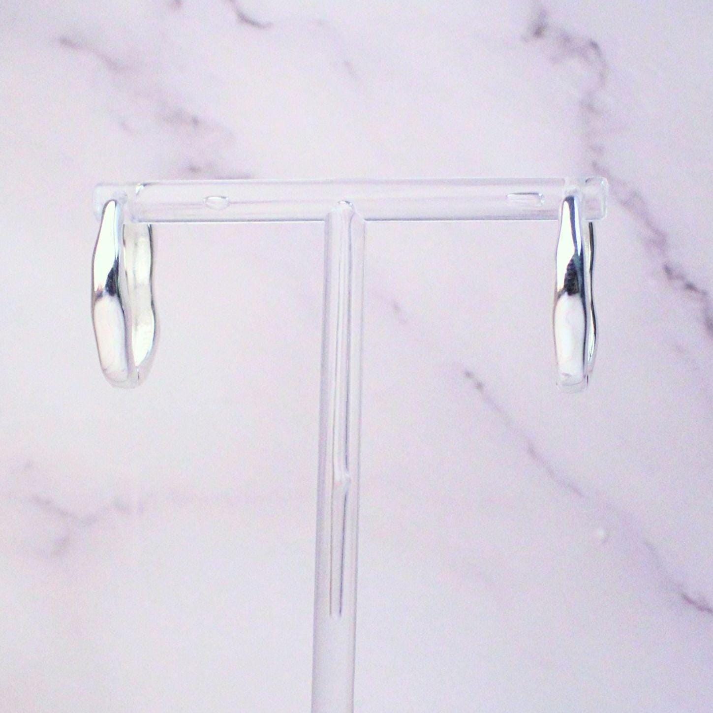 Sterling Silver Organic Hoop Emma Earrings | Modern Sculptural Huggies