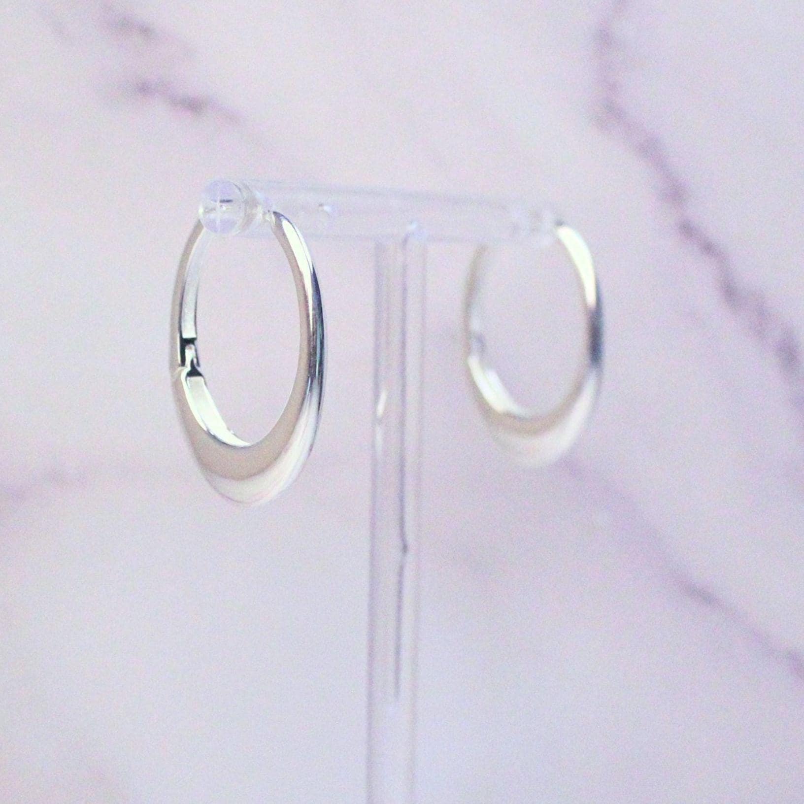 Sterling Silver Oval Mia Hoop Earrings | Modern Minimalist Statement Hoops