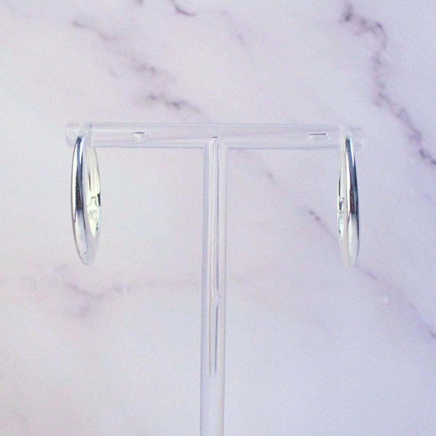 Sterling Silver Oval Mia Hoop Earrings | Modern Minimalist Statement Hoops