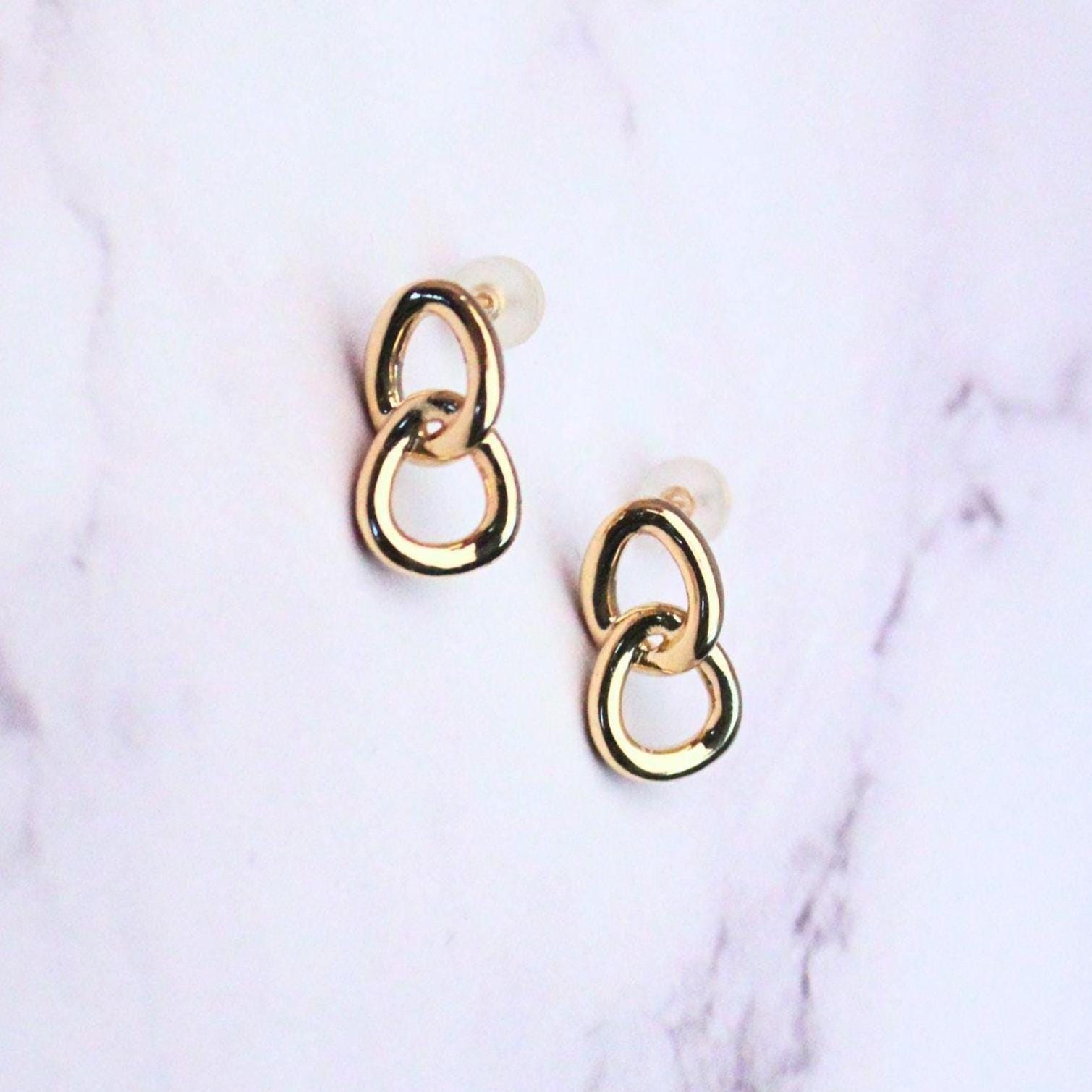 18k Solid Gold Interlocking Loop Isabella Earrings