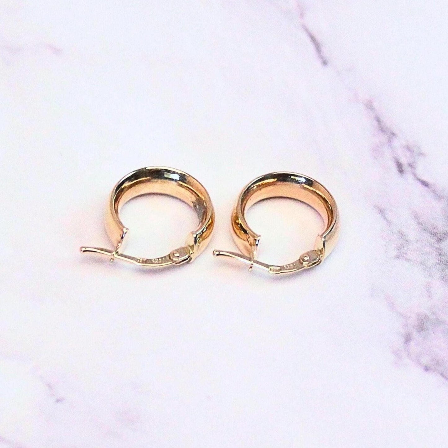 14k Solid Gold Lola Hoop Earrings - 5mm Chunky Minimalist Fine Jewelry