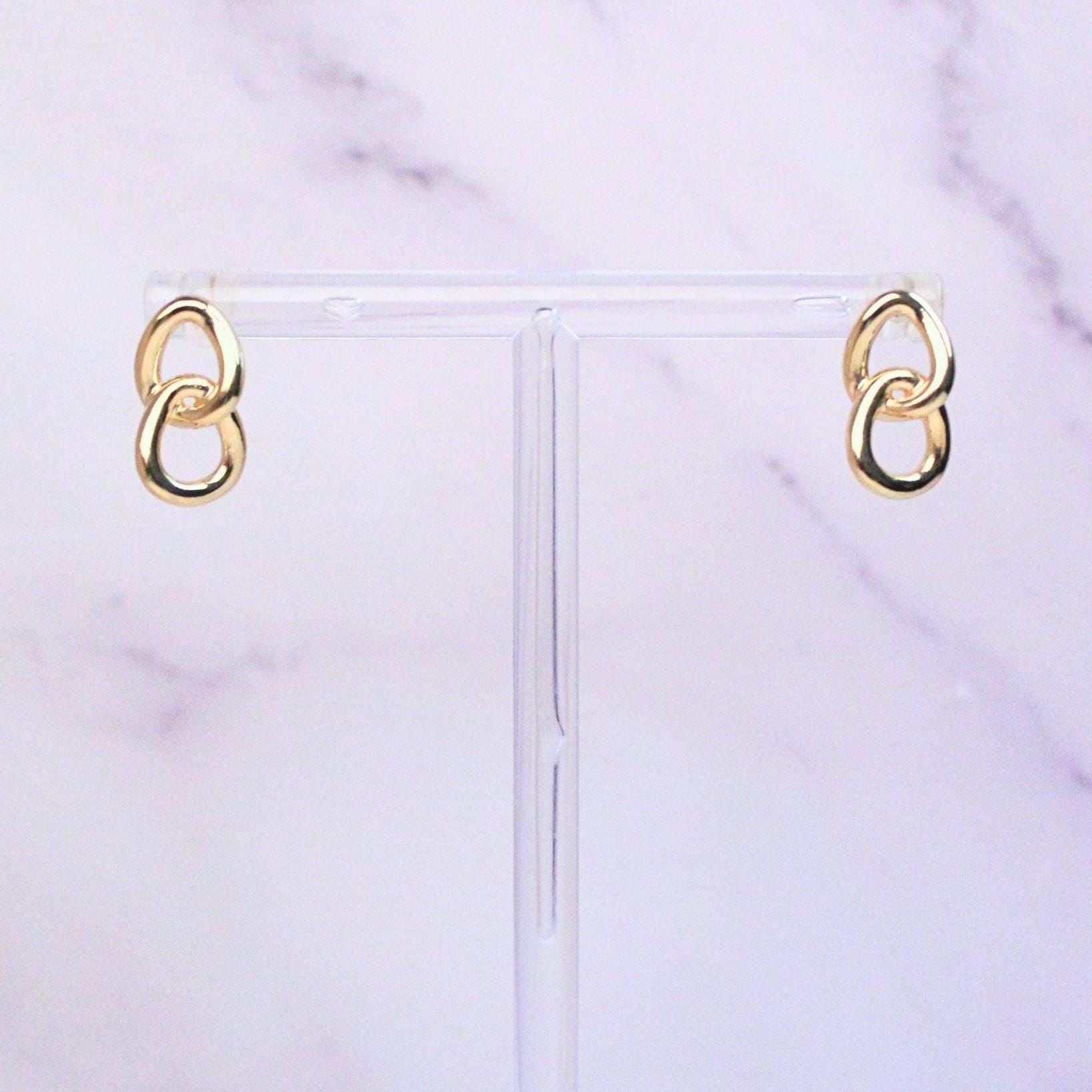 18k Solid Gold Interlocking Loop Isabella Earrings