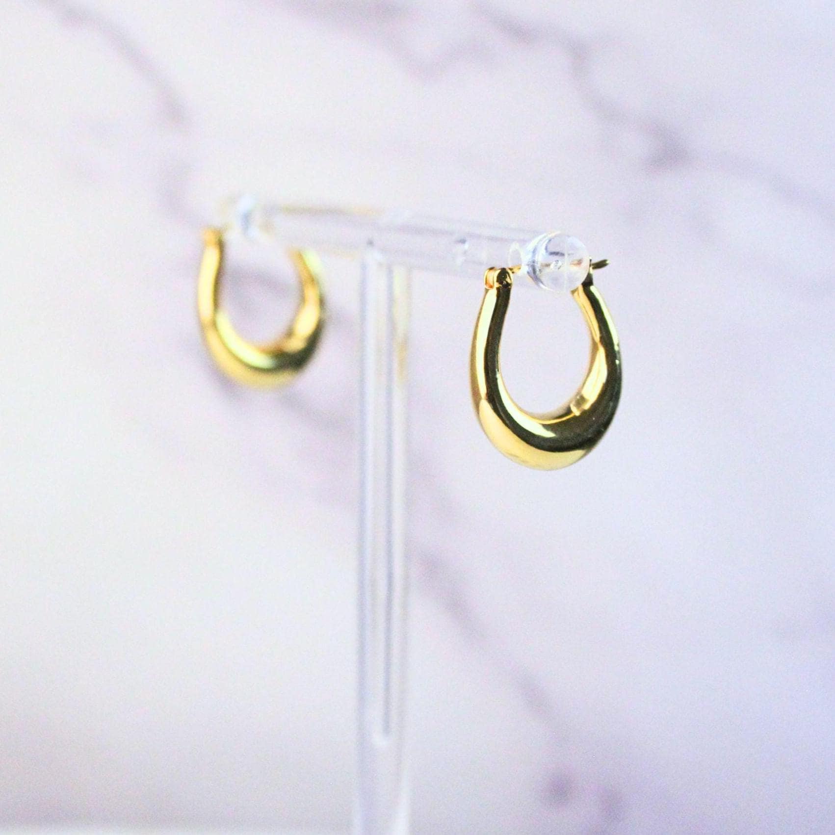 18K Solid Gold Nina Hoop Earrings | Classic Teardrop Hoops | Minimalist Everyday Gold Jewelry