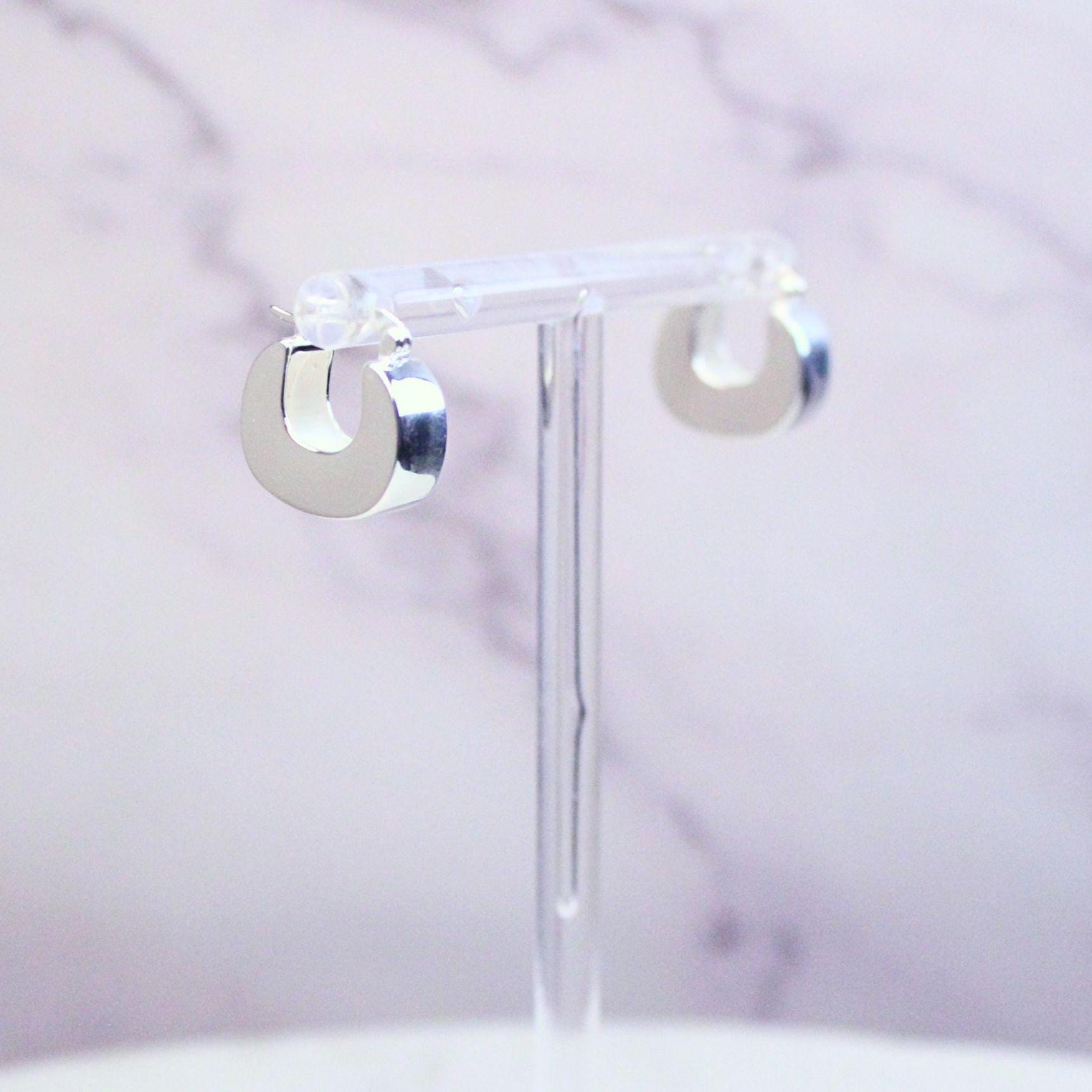 Sterling Silver Chunky Kelly Hoop Earrings | Modern Minimalist Silver Hoops | Everyday Statement Earrings