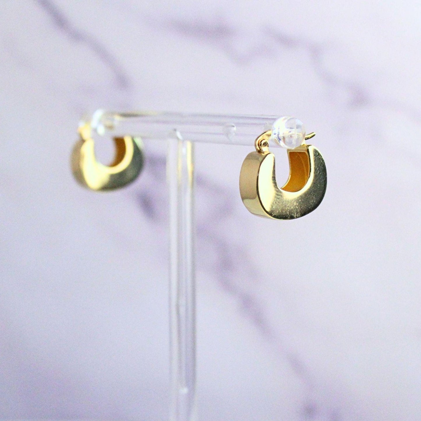 14K Gold Plated Sterling Silver Chunky Kelly Hoop Earrings | Modern Minimalist Hoops | Everyday Gold Earrings