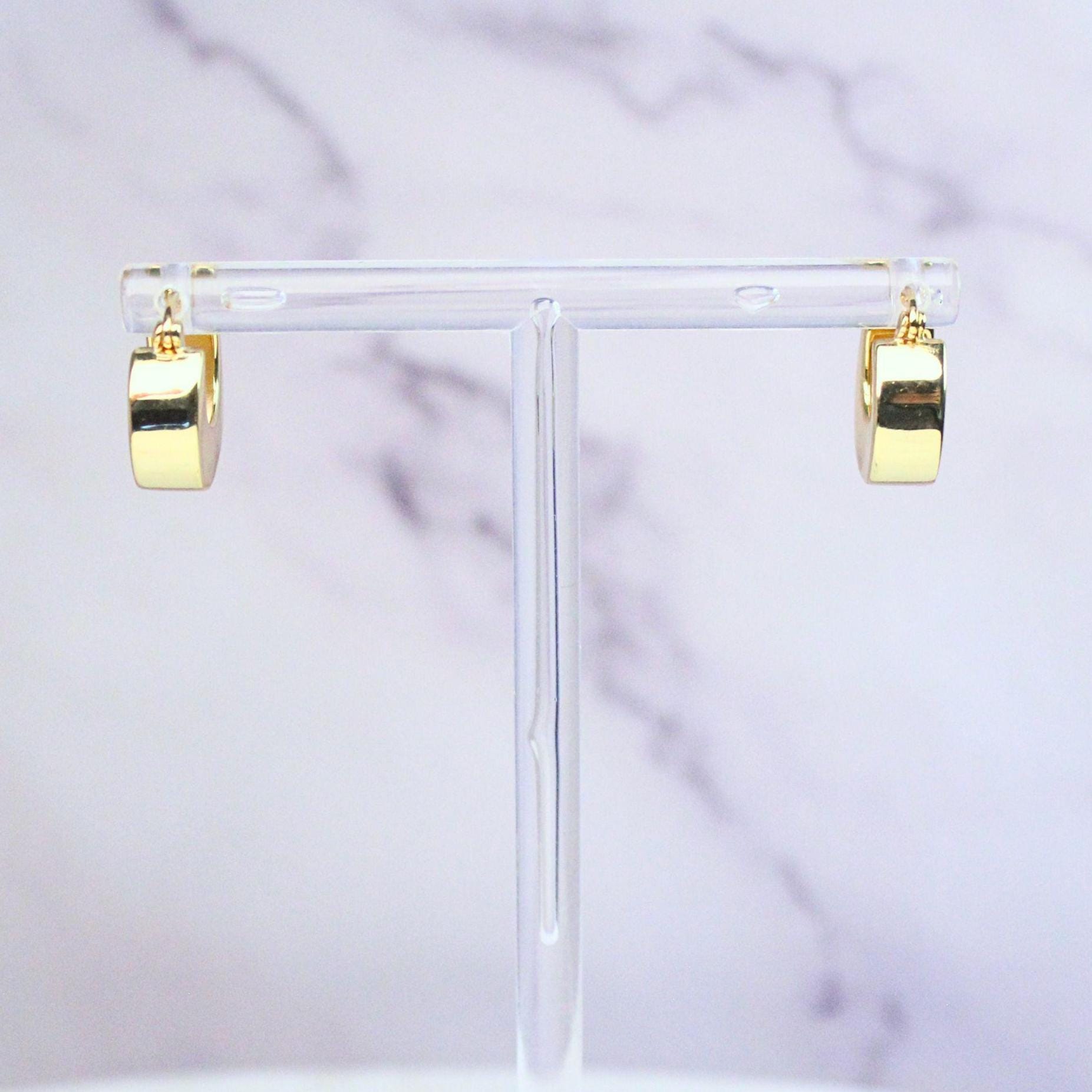 14K Gold Plated Sterling Silver Chunky Kelly Hoop Earrings | Modern Minimalist Hoops | Everyday Gold Earrings