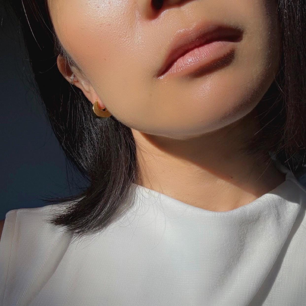 14K Gold Plated Sterling Silver Chunky Kelly Hoop Earrings | Modern Minimalist Hoops | Everyday Gold Earrings