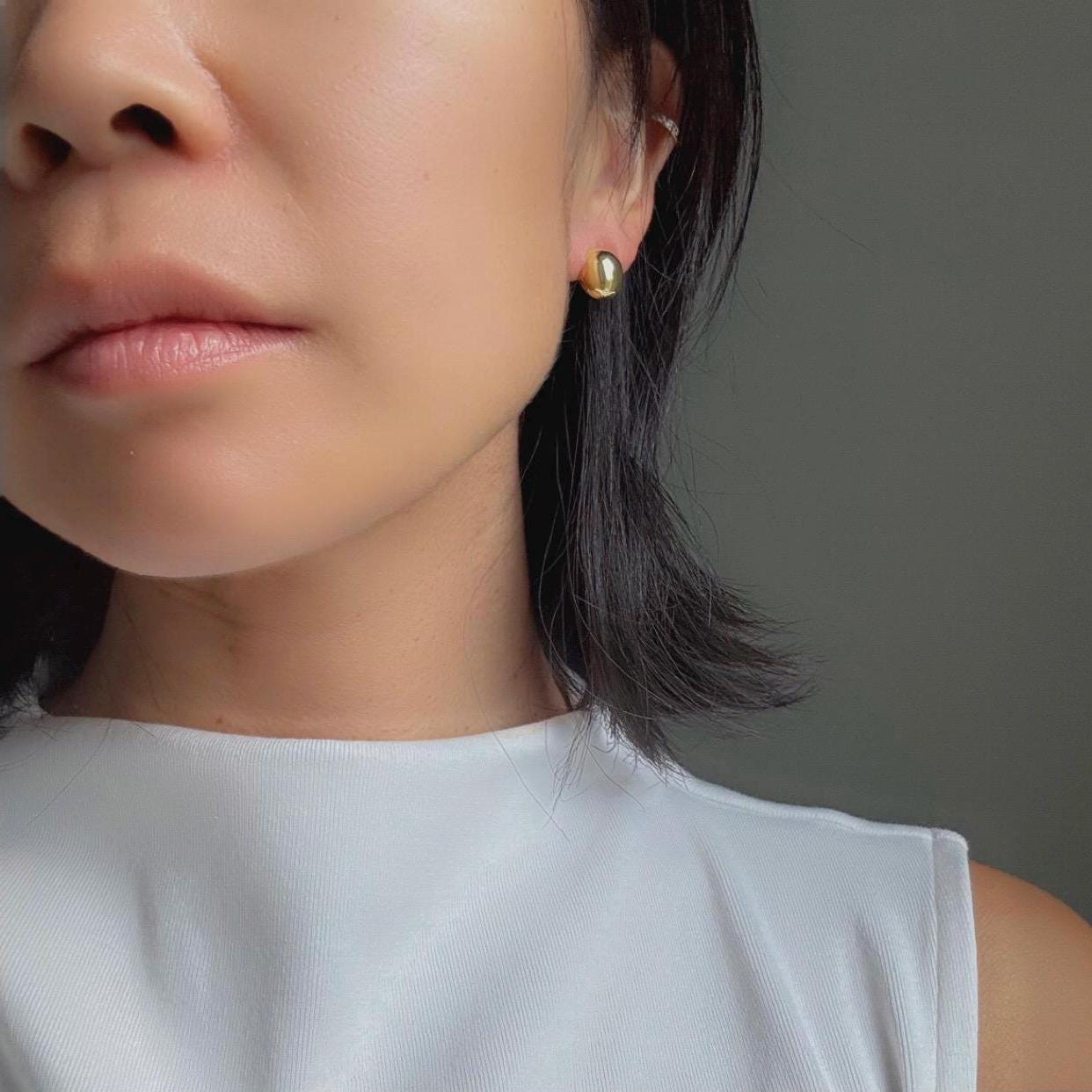 Minimalist Sterling Silver Abigail Hoop Earrings: 14k Gold Plated