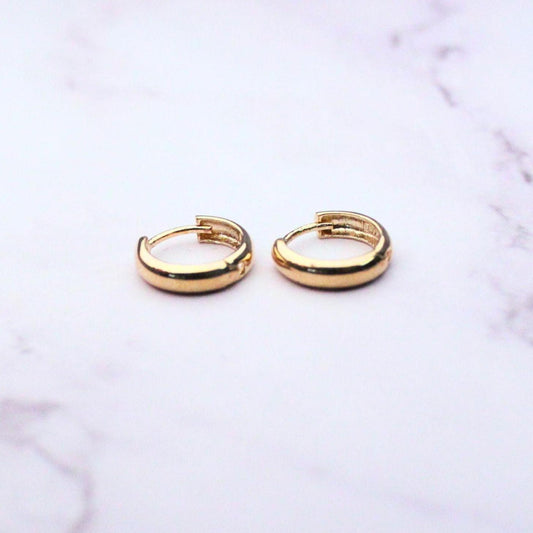 14k Solid Gold Classic Hoop Earrings – 3mm Wide