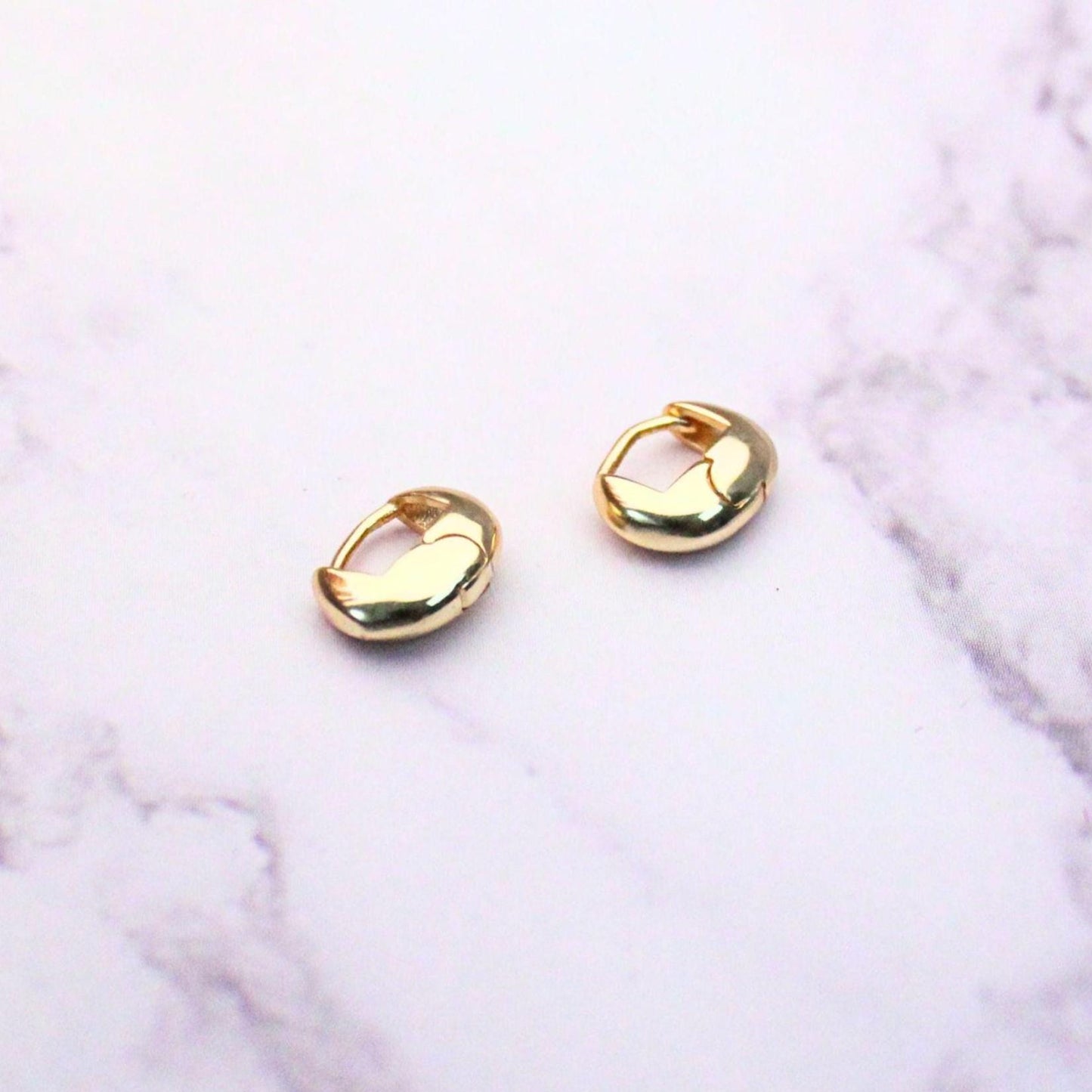 Minimalist Ultra Mini Sterling Silver Stella Earrings | 14k Gold Plated | Everyday Hoop Studs