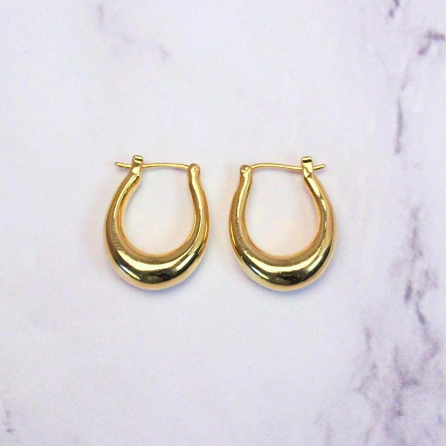 18K Solid Gold Nina Hoop Earrings | Classic Teardrop Hoops | Minimalist Everyday Gold Jewelry