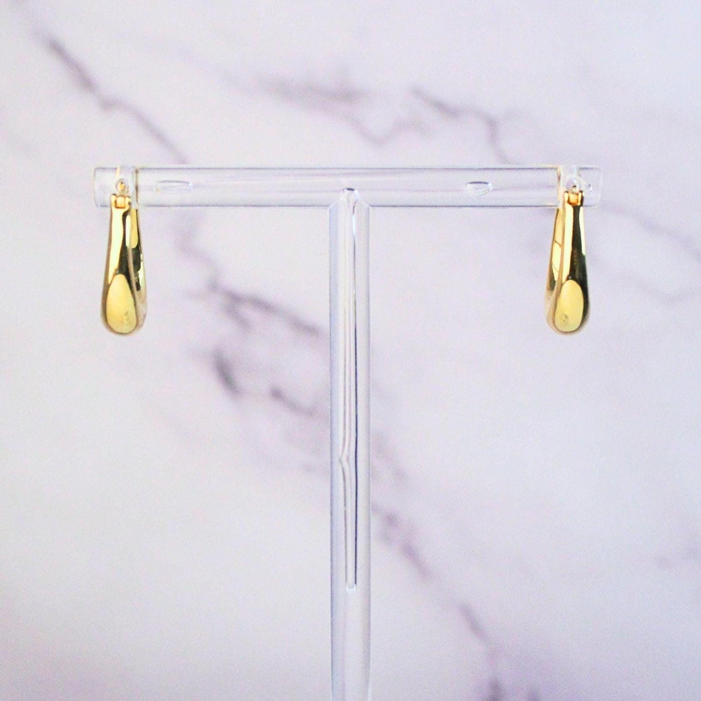 18K Solid Gold Nina Hoop Earrings | Classic Teardrop Hoops | Minimalist Everyday Gold Jewelry