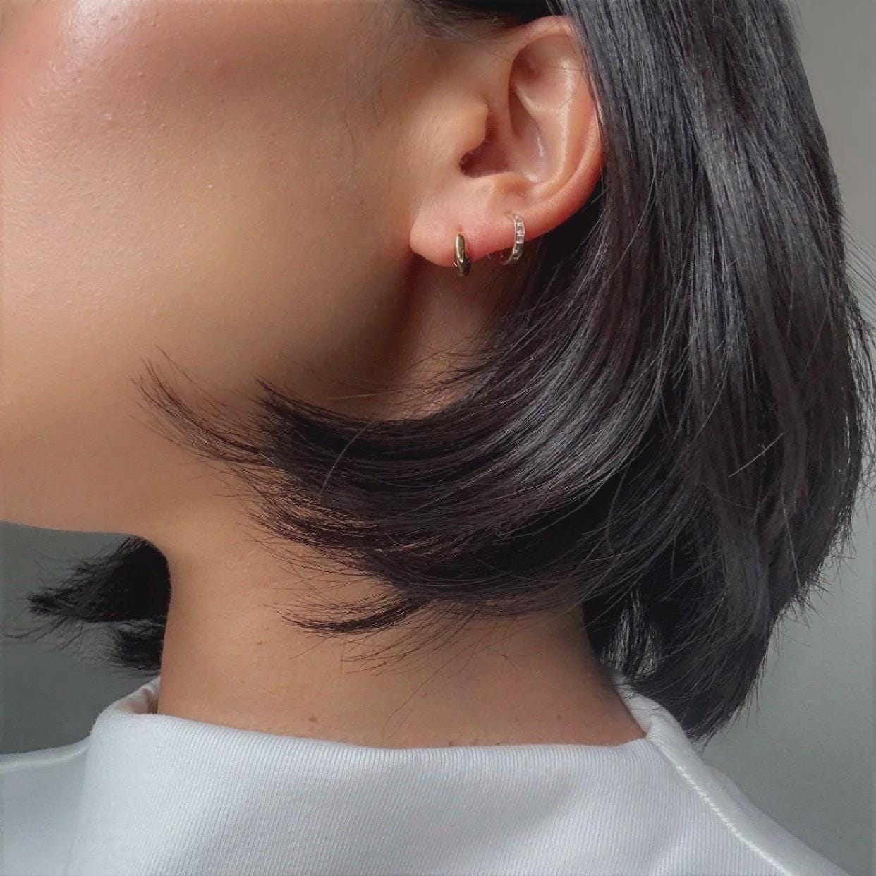 Minimalist Ultra Mini Sterling Silver Stella Earrings | 14k Gold Plated | Everyday Hoop Studs