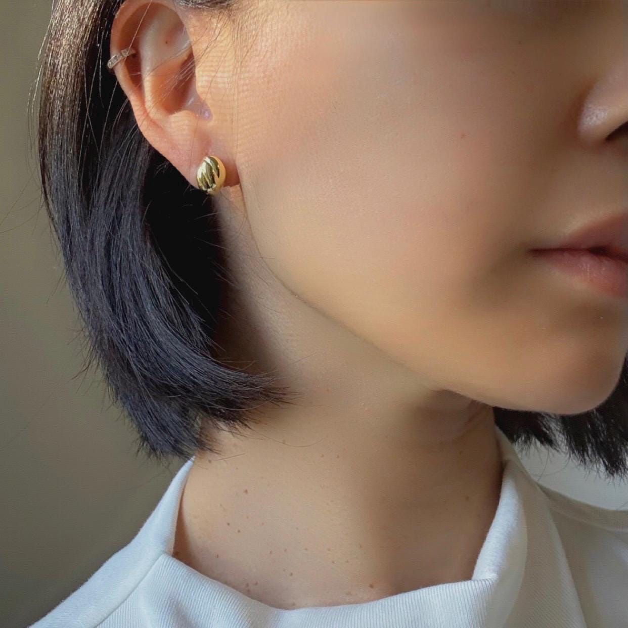 Modern 18k Gold Plated Sterling Silver Dome Vivian Stud Earrings