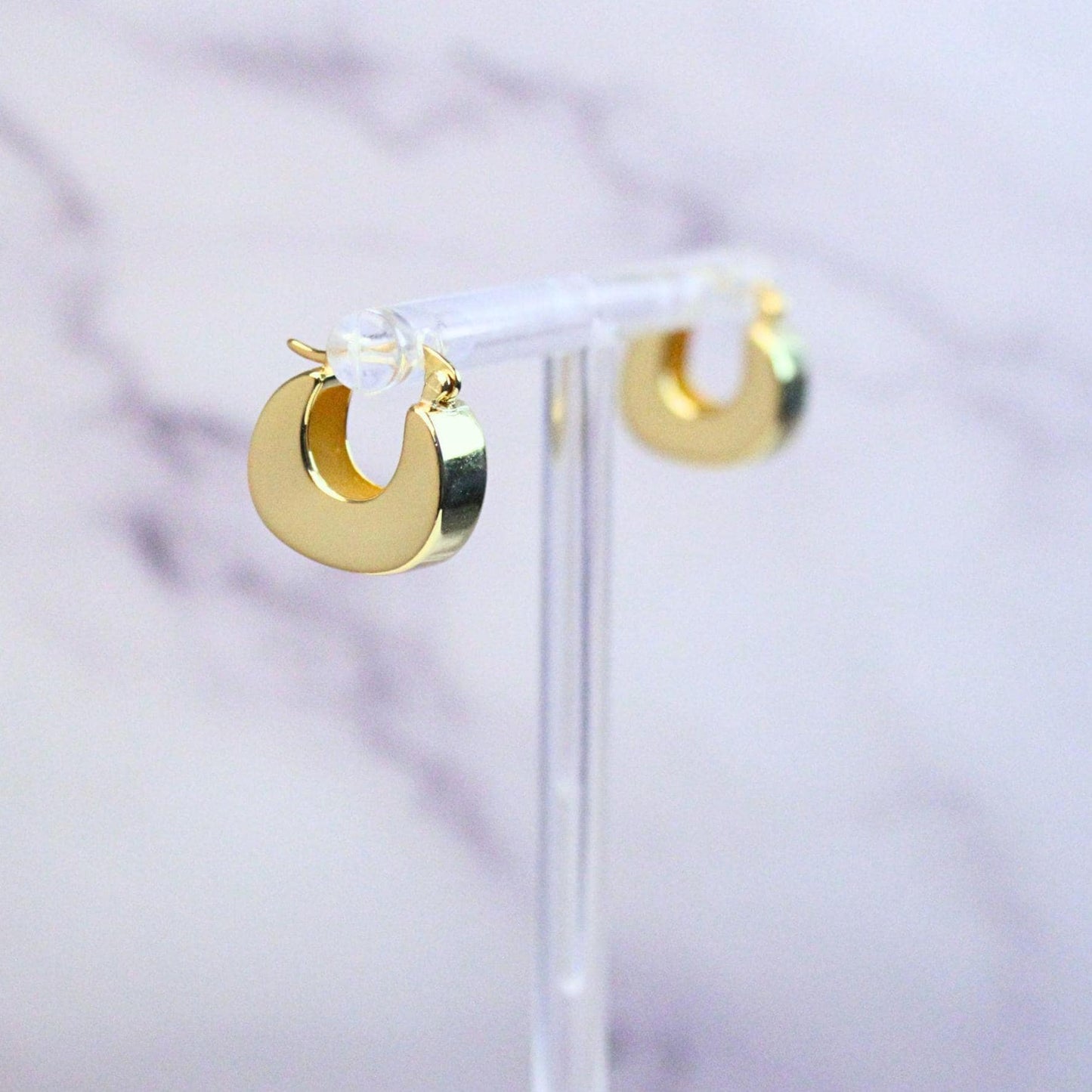 14K Gold Plated Sterling Silver Chunky Kelly Hoop Earrings | Modern Minimalist Hoops | Everyday Gold Earrings