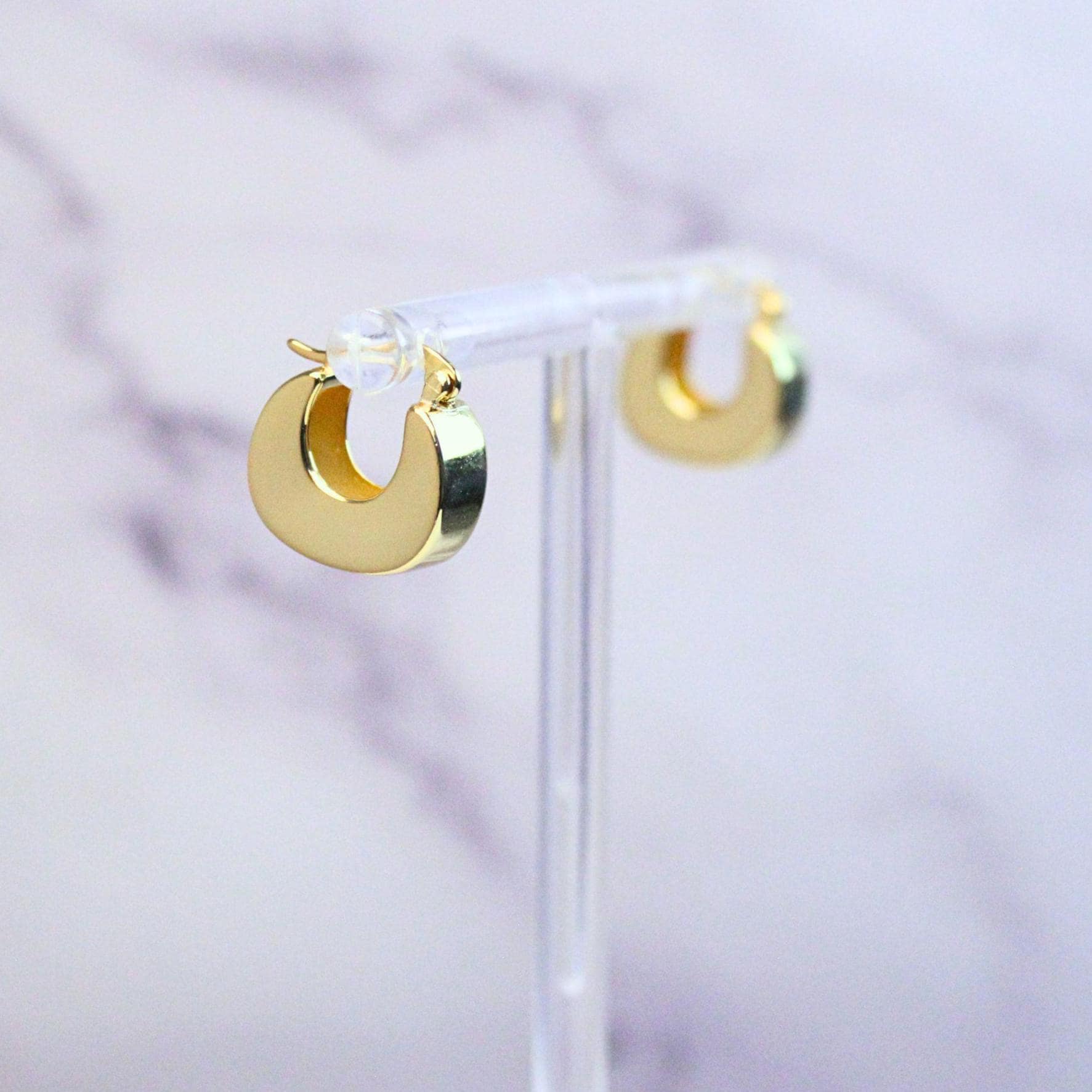14K Gold Plated Sterling Silver Chunky Kelly Hoop Earrings | Modern Minimalist Hoops | Everyday Gold Earrings