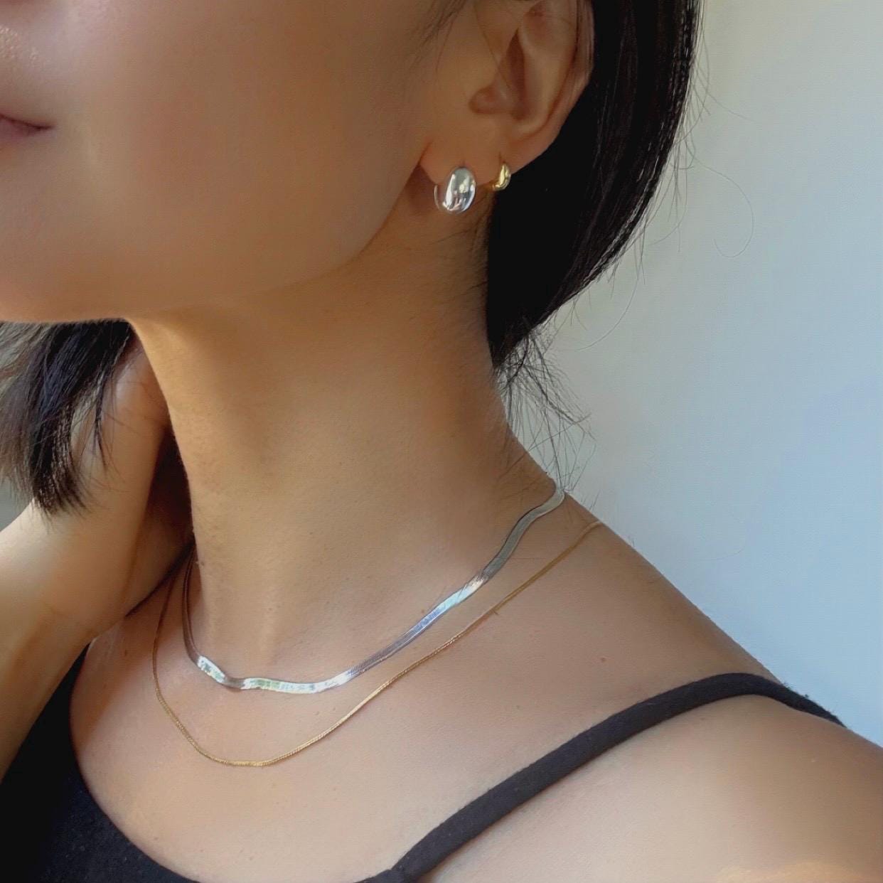 Minimalist Ultra Mini Sterling Silver Stella Earrings | 14k Gold Plated | Everyday Hoop Studs