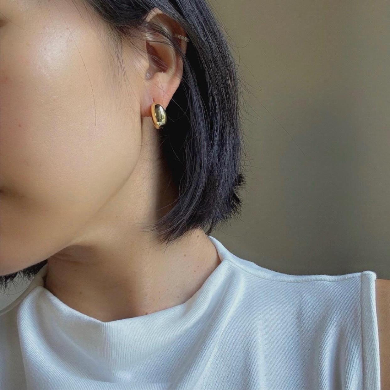 Minimalist 18k Gold Plated Sterling Silver Chunky Crescent Zoey Earrings