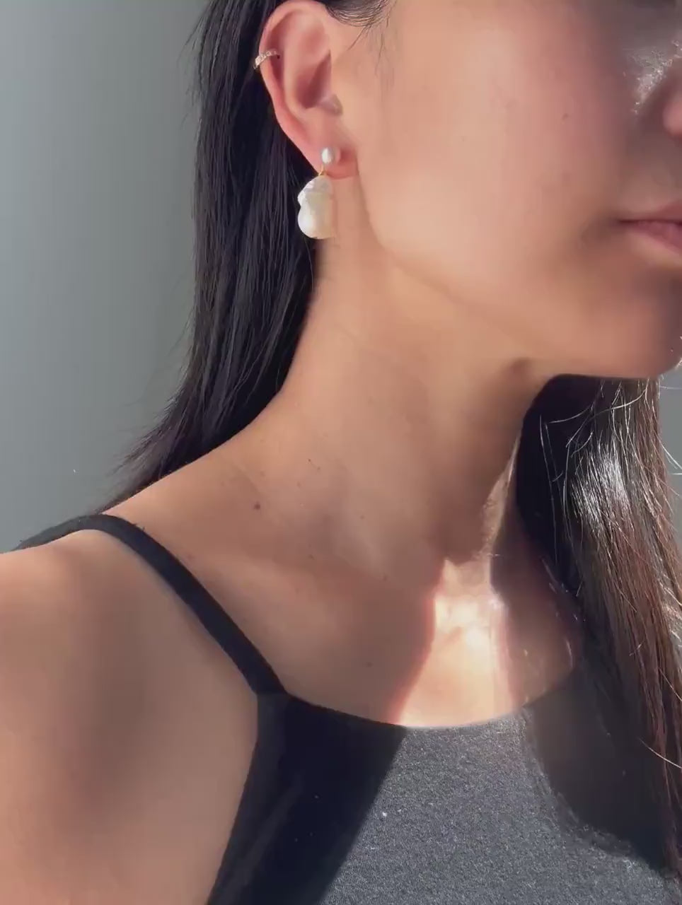 Baroque Pearl Drop Oceana Earrings: 14k Gold Plated, Freshwater Pearls