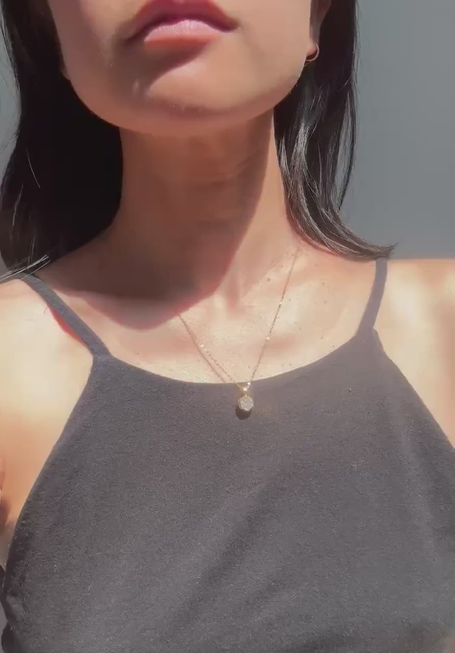 18k Solid Gold 1ct Moissanite Solitaire Cora Necklace: Minimalist Bezel Setting