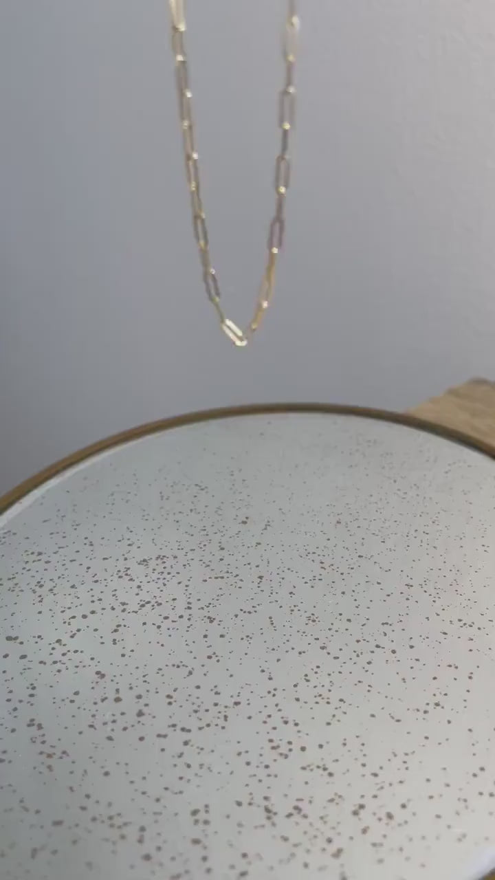 14k solid gold 16” paper clip chain choker necklace precious real gold vintage jewelry