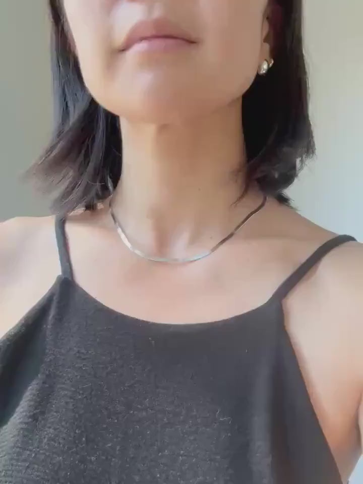 Sterling Silver Herringbone Elliot Necklace | 3mm Flat Snake Chain | 925 Solid Silver Choker | Minimalist Layering Necklace