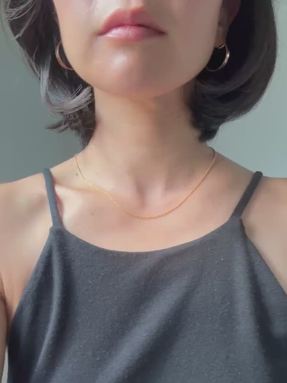 18K Solid Gold Rope Chain June Necklace: Dainty Minimalist Jewelry