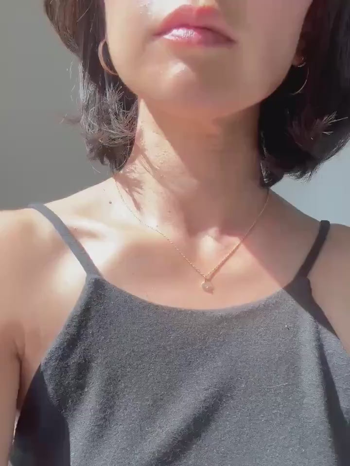 18K Solid Gold Lori Blue Topaz Necklace: Dainty December Birthstone Pendant