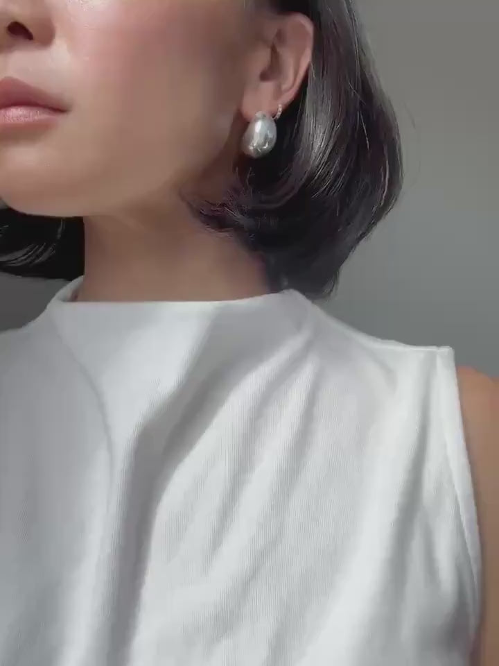 Sterling Silver Crescent Ava Hoop Earrings | Extra Large Modern Minimalist Statement Hoops