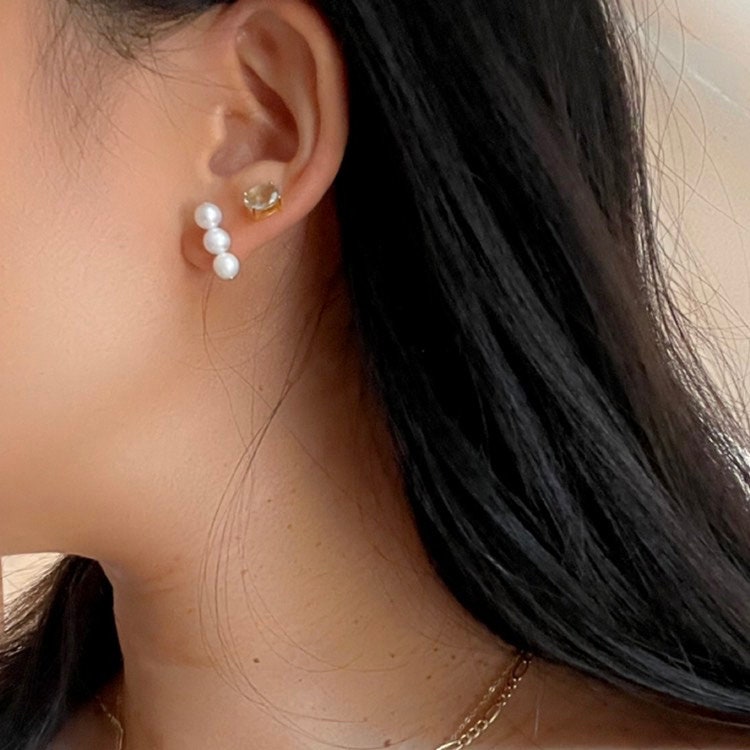 New genuine Sea pearl earrings with solid 14k gold posts precious fine jewelry local artisans hand crafted